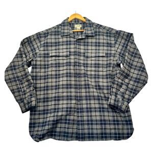 LL Bean Fleece Button‎ Up Shirt - Blue Plaid - XXL